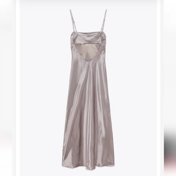 Zara *  Satin Cut Out Slip Midi Dress Size M - Picture 7 of 15